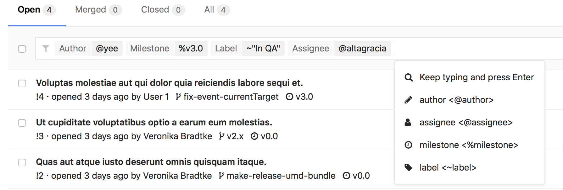 Merge Requests New Search Interface